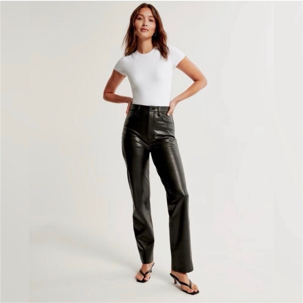 ABERCROMBIE | 90's Straight Ultra High‎ Rise Faux Leather Pants | 4